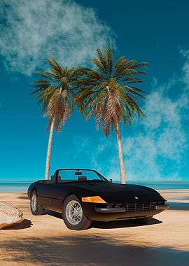 Daytona Spider Convertible on Beach with Palm Trees