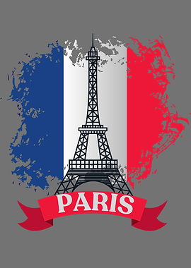 Eiffel Tower Paris France Flag