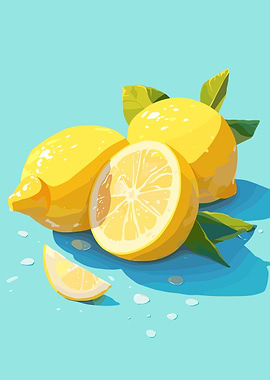 Fresh Lemons Still Life Illustration