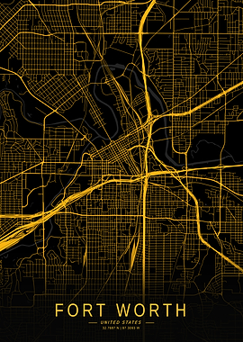 Golden Fort Worth city map