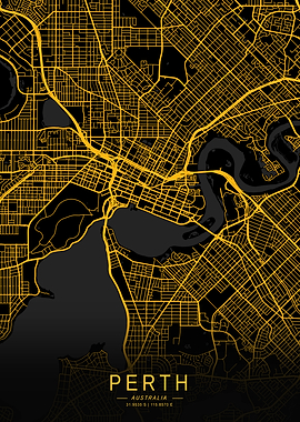 Golden Perth City Map