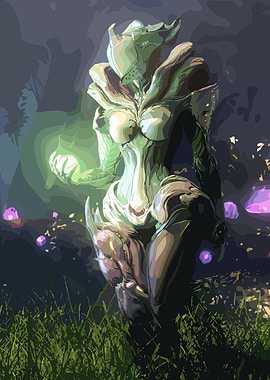 Saryn Warframe in Grassy Field