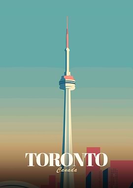 Toronto CN Tower Minimalist Travel Poster