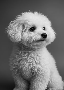 Monochrome Portrait of a Bichon Frise