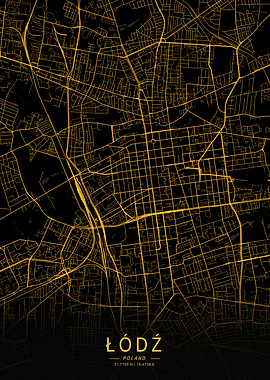 Golden Łódź City Map