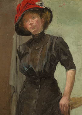Woman in Red Hat Painting