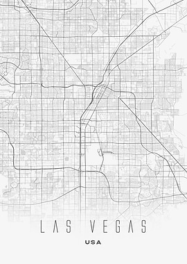 Minimalist Map of Las Vegas - Modern USA City Wall Art