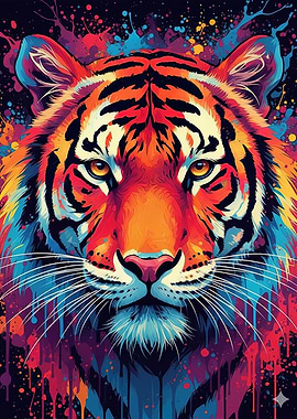 Colorful Tiger Portrait V6