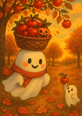 Cute Baby Ghost in Autumn