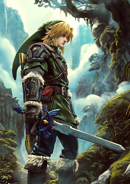 Link from Zelda in Forest Setting
