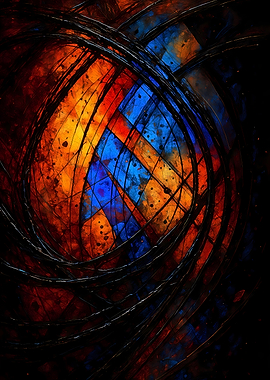 Abstract Porcelain #120 - Abstract Stained Glass Digital Art