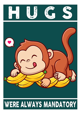 Monkey Hugs Bananas Cartoon