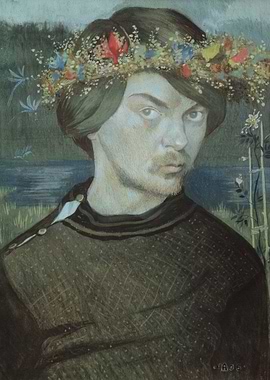 Man with Flower Crown Portrait