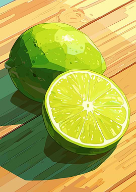 Fresh Limes on Wooden Surface