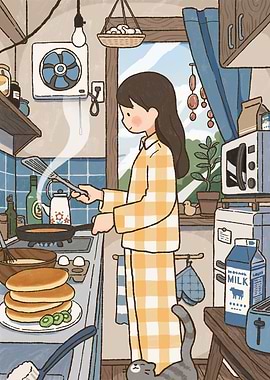 Pancake Breakfast in Cozy Kitchen