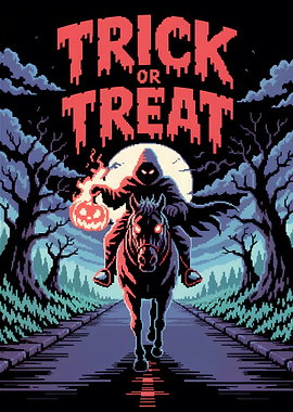 Pixel Art Halloween Headless Horseman