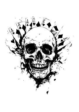 Skull and Playing Cards Illustration