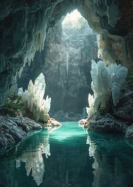 Crystal Cave with Turquoise Water