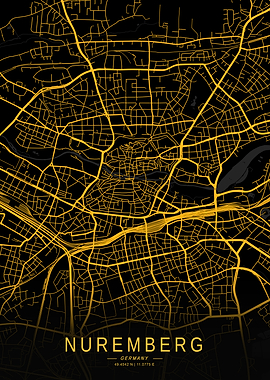 Golden Nuremberg City Map