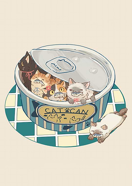 Cats in a can illustration