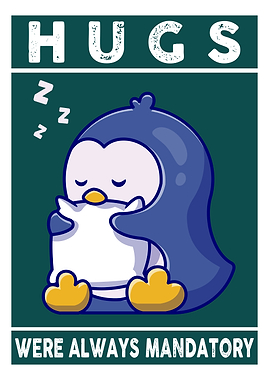 Cute Penguin Hugs Cartoon Illustration