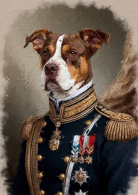 Dog Portrait in Military Uniform
