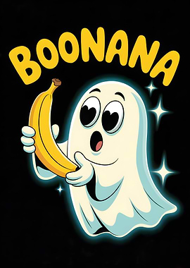 Boonana Ghost with Banana Cartoon