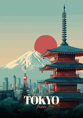Tokyo Japan Travel Poster
