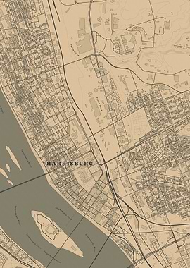 Vintage Map of Harrisburg, Pennsylvania