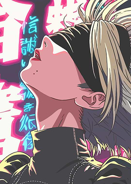 Anime Girl with Blindfold and Neon