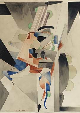 francic picabia Abstract Geometric Watercolor Painting