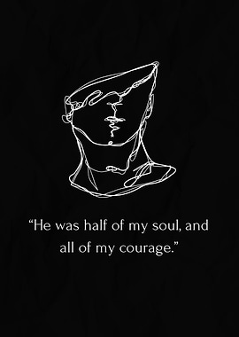 Song of achilles Minimalist Sculpture Line Art with Quote