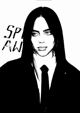 Billie Eilish Black and White Portrait