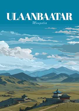 Ulaanbaatar Mongolia Travel Poster Art