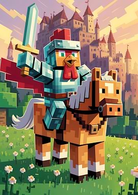 Minecraft Chicken Knight on Horseback