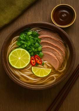 Pho Soup with Beef and Lime