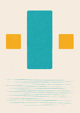 Abstract Shapes in Teal and Gold