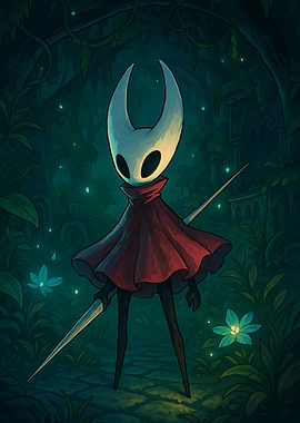 Hollow Knight character in a forest