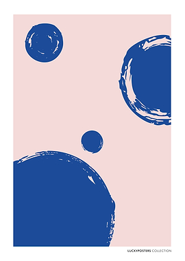 Abstract Blue Circles on Pink Background