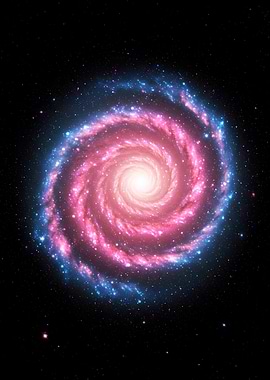 Pink and Blue Spiral Galaxy