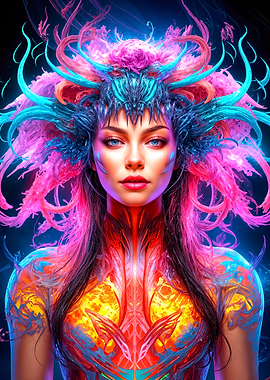Fantasy Woman with Colorful Headdress