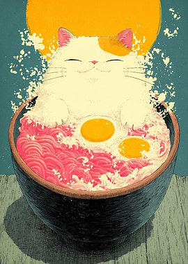 Cat in a Bowl of Ramen