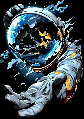 Astronaut Holding Earth Digital Art