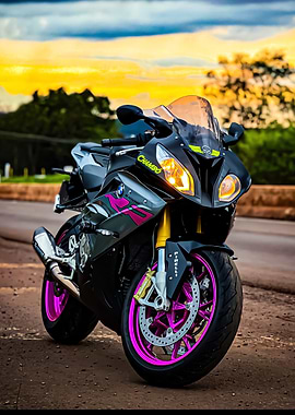 BMW Motorcycle with Pink Rims