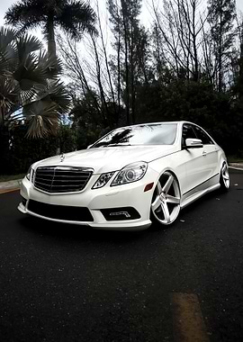 White Mercedes-Benz on Asphalt Road