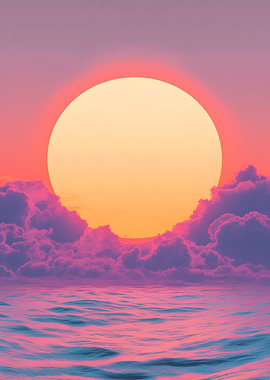 Sunset over the Ocean with Clouds