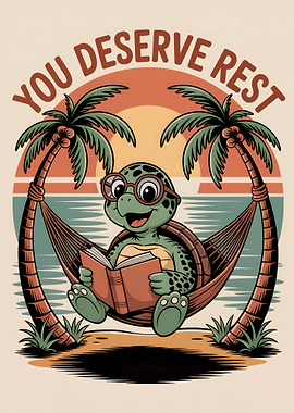 Turtle Reading in Hammock: You Deserve Rest