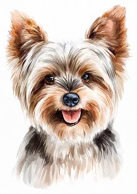 Yorkshire Terrier Watercolor Portrait