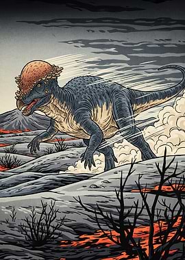 Pachycephalosaurus Volcanic Landscape
