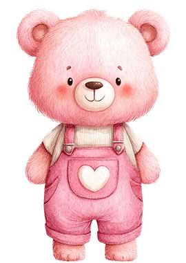 Cute Pink Teddy Bear Illustration